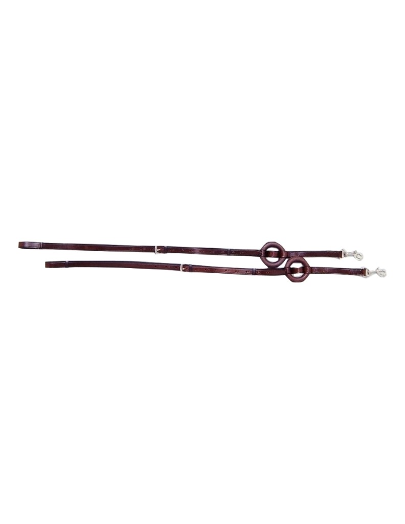 Tough 1 Reins German Style Leather Side Rubber Ring Brown 52-23