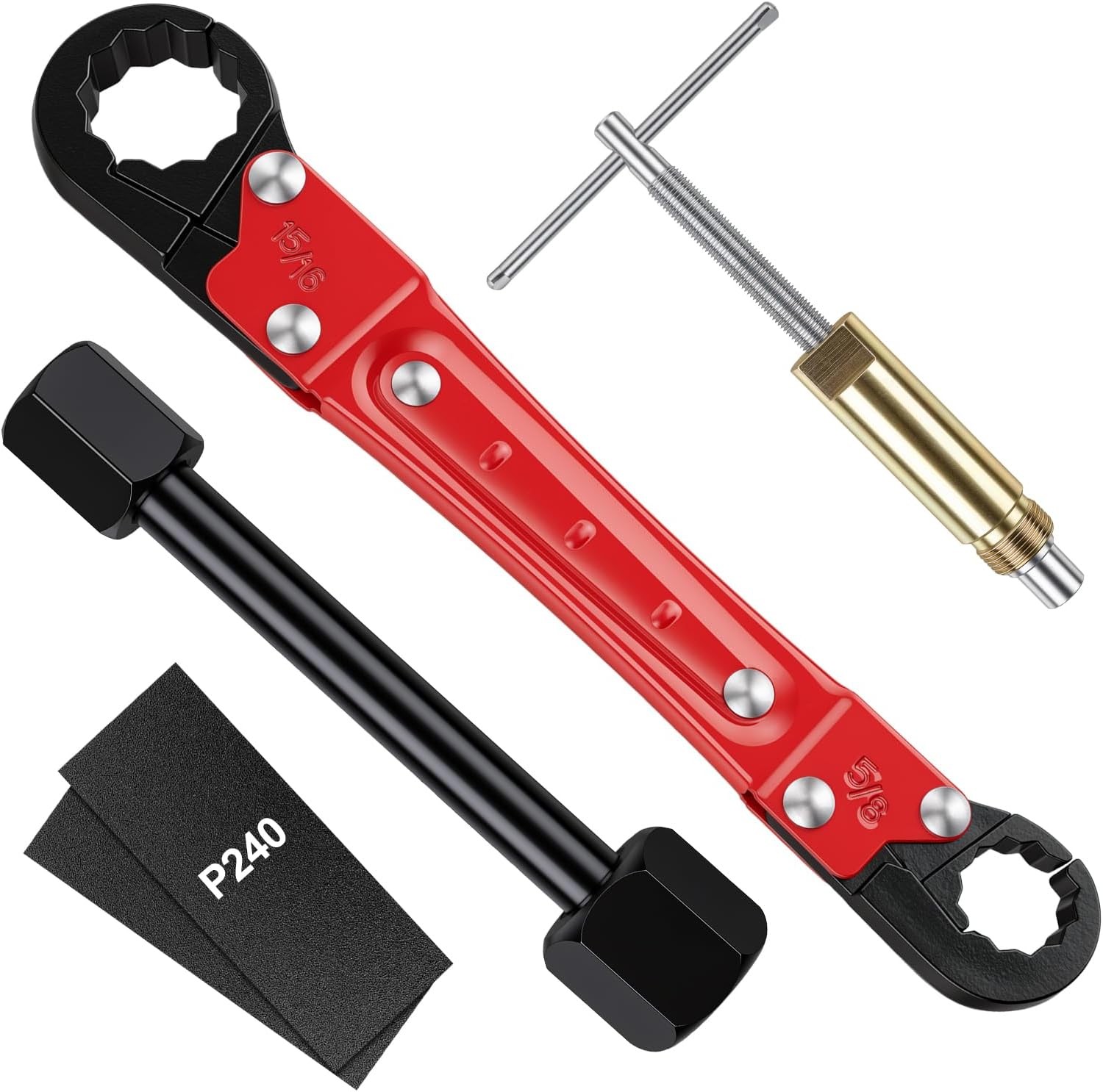 5 PCS Plumbing Tools Kit Angle Stop Wrench W/ 1/2-Inch Compression Sleeve Puller
