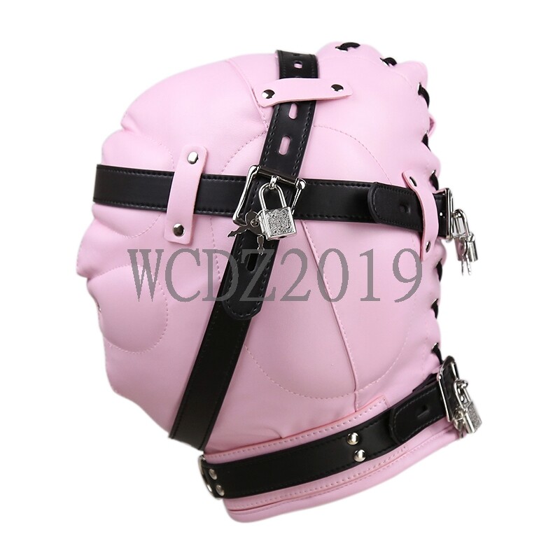 Lockable Soft Leather Binding Hood Sensory Deprivation Hood Blindfold