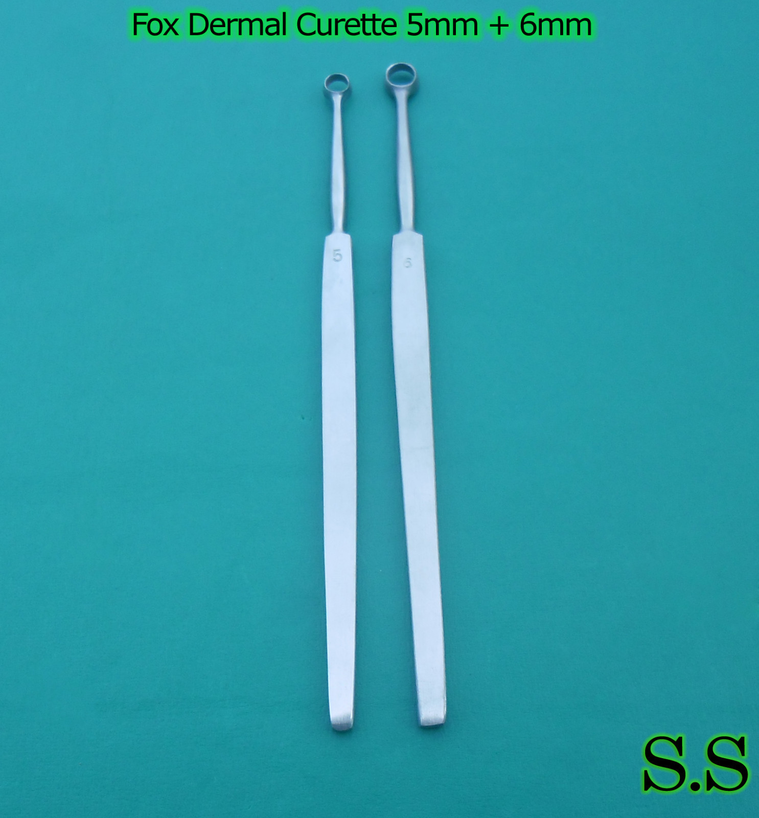 Fox Dermal Curettes 5mm+6mm Surgical Dermatology Instruments