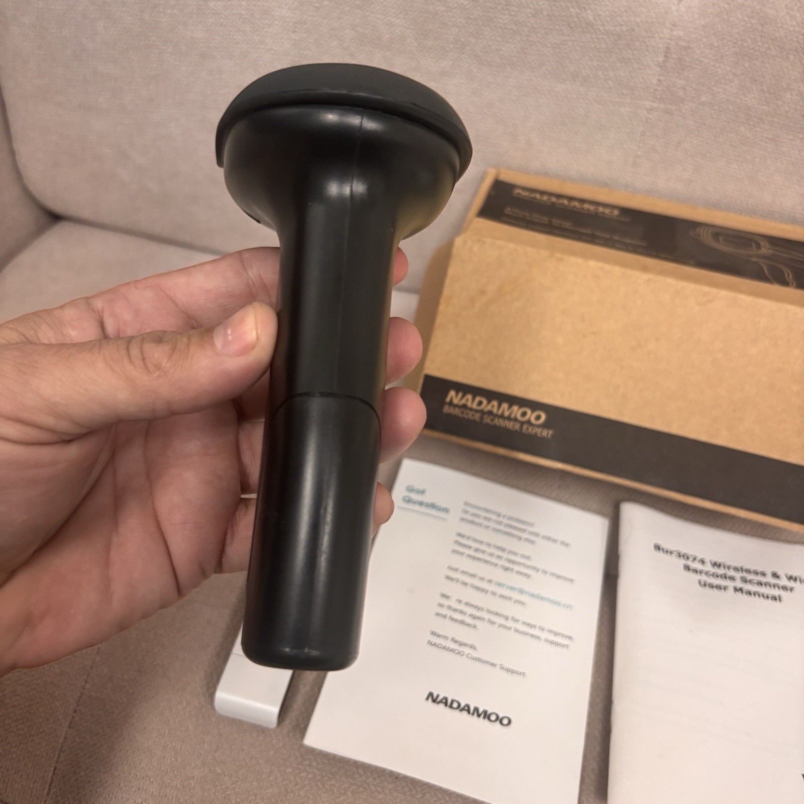 NADAMOO BUR3074 Wireless Barcode Scanner USB Receiver Cable Box