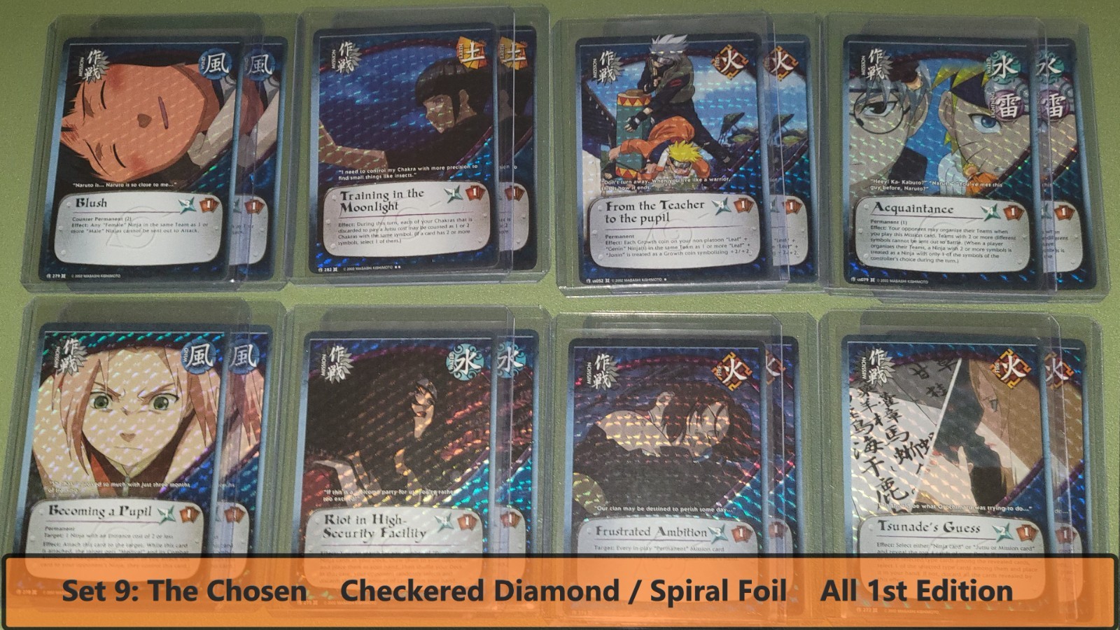 Naruto CCG Set 9 The Chosen Missions Checkered Diamond Foil / Spiral 1st Ed NM