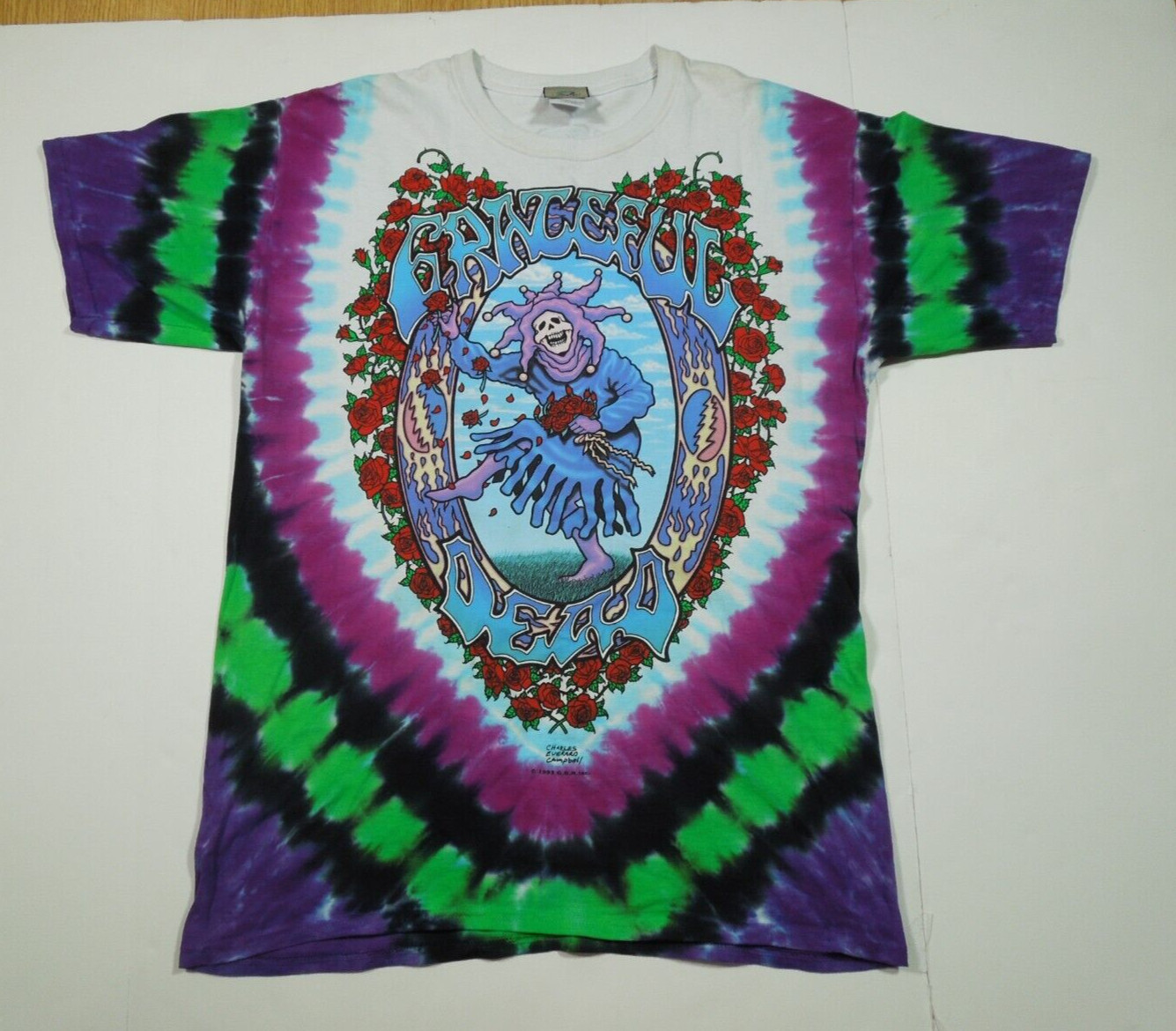 GREATFUL DEAD 1993 SEASONS OF THE DEAD ENDLESS TOUR SHIRT, LARGE LIQUID BLUE TAG