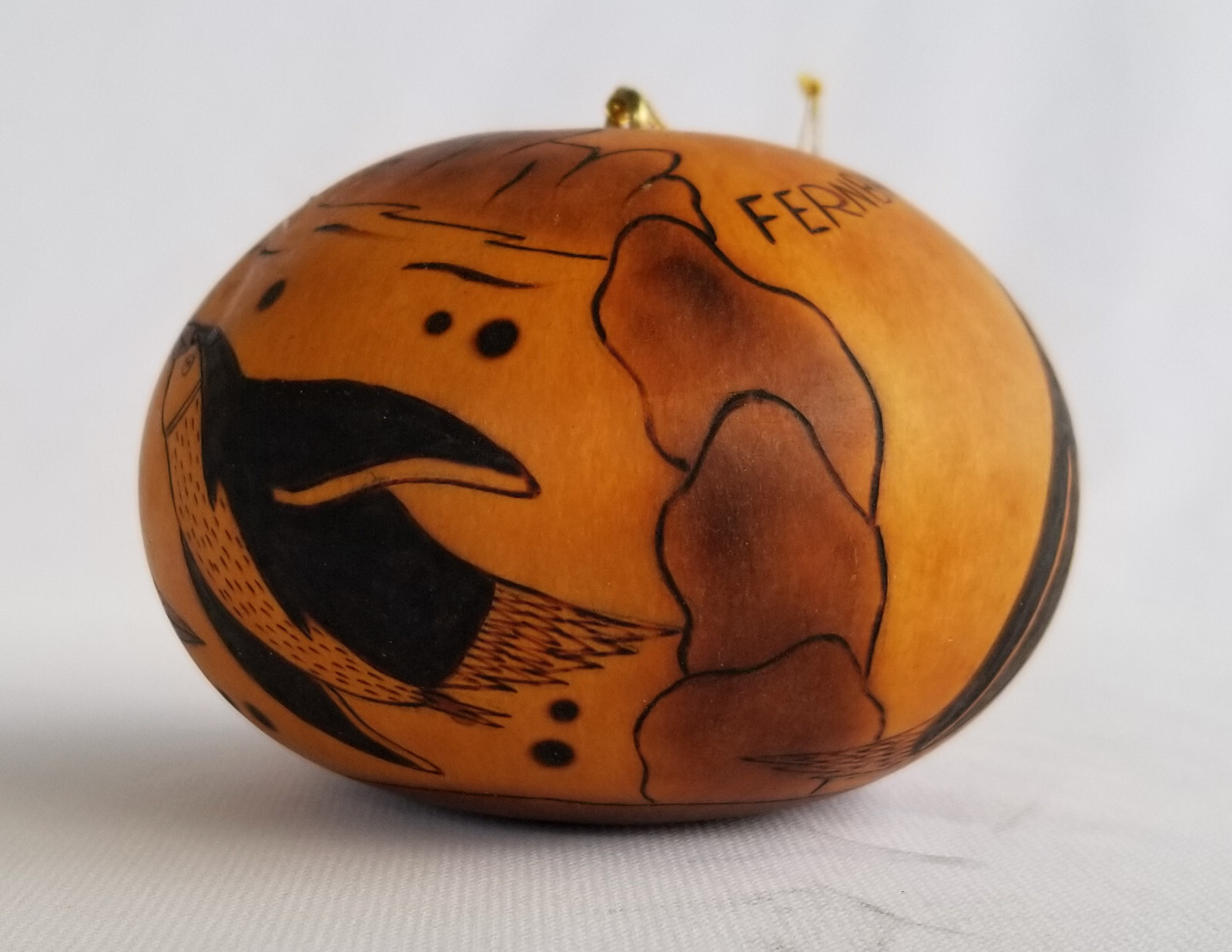 Peru Peruvian Gourd Hand Made Christmas Ornament Fernbank Museum Atlanta Penguin