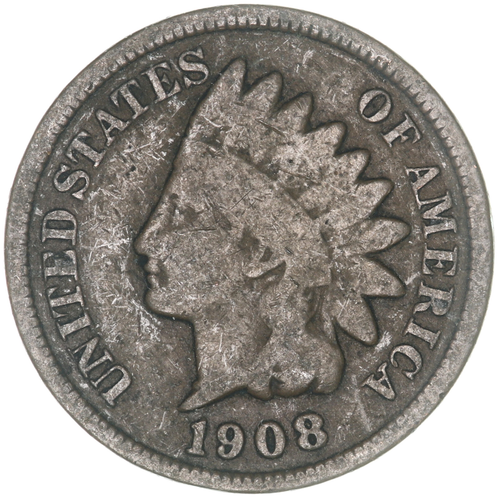1908 (P) Indian Head Cent Good Penny GD