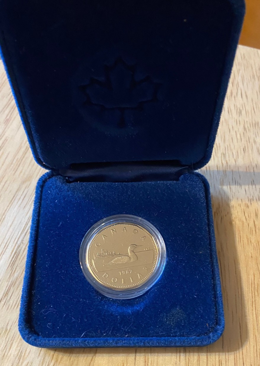 1987 Canadian Mint Loon Dollar $1 Proof Coin in Velvet Box