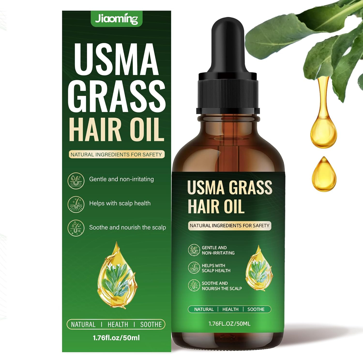Usma Grass Essential Oil for Hair Healthy Growth, Natural Usman Grass Juice for