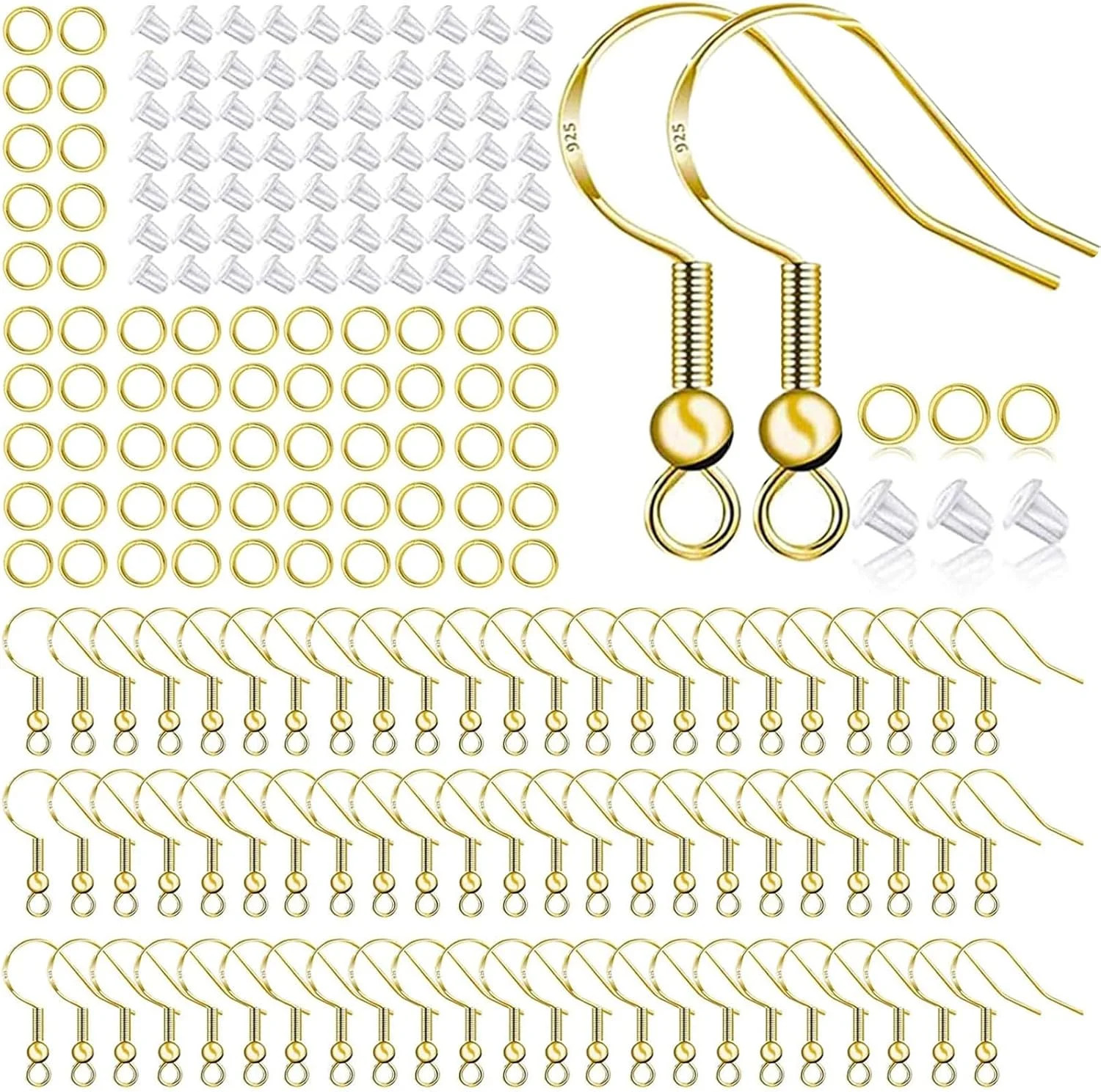 Hypoallergenic Earring Hooks 500 PCS/75 Pairs, Earring Making kit | Nickel free