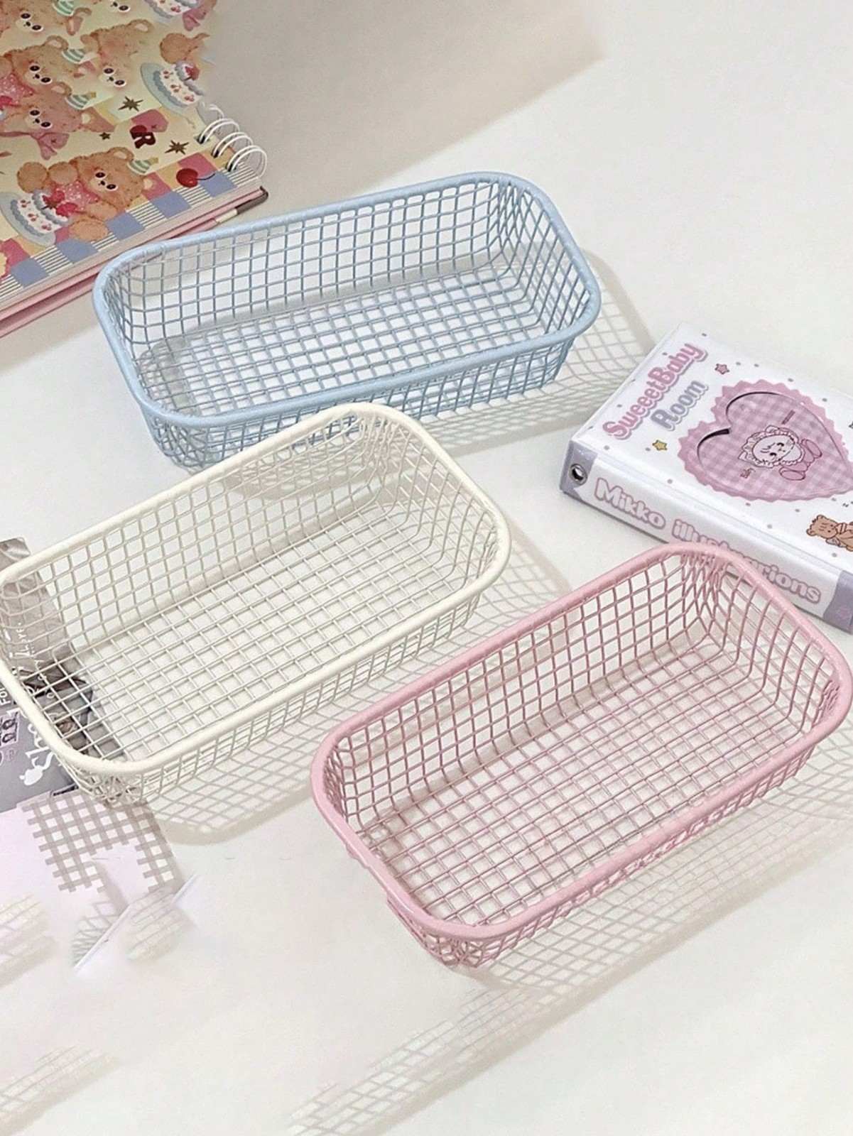 Storage Baskets, Smooth Edge Reinforced Metal Wire Mesh Organizer