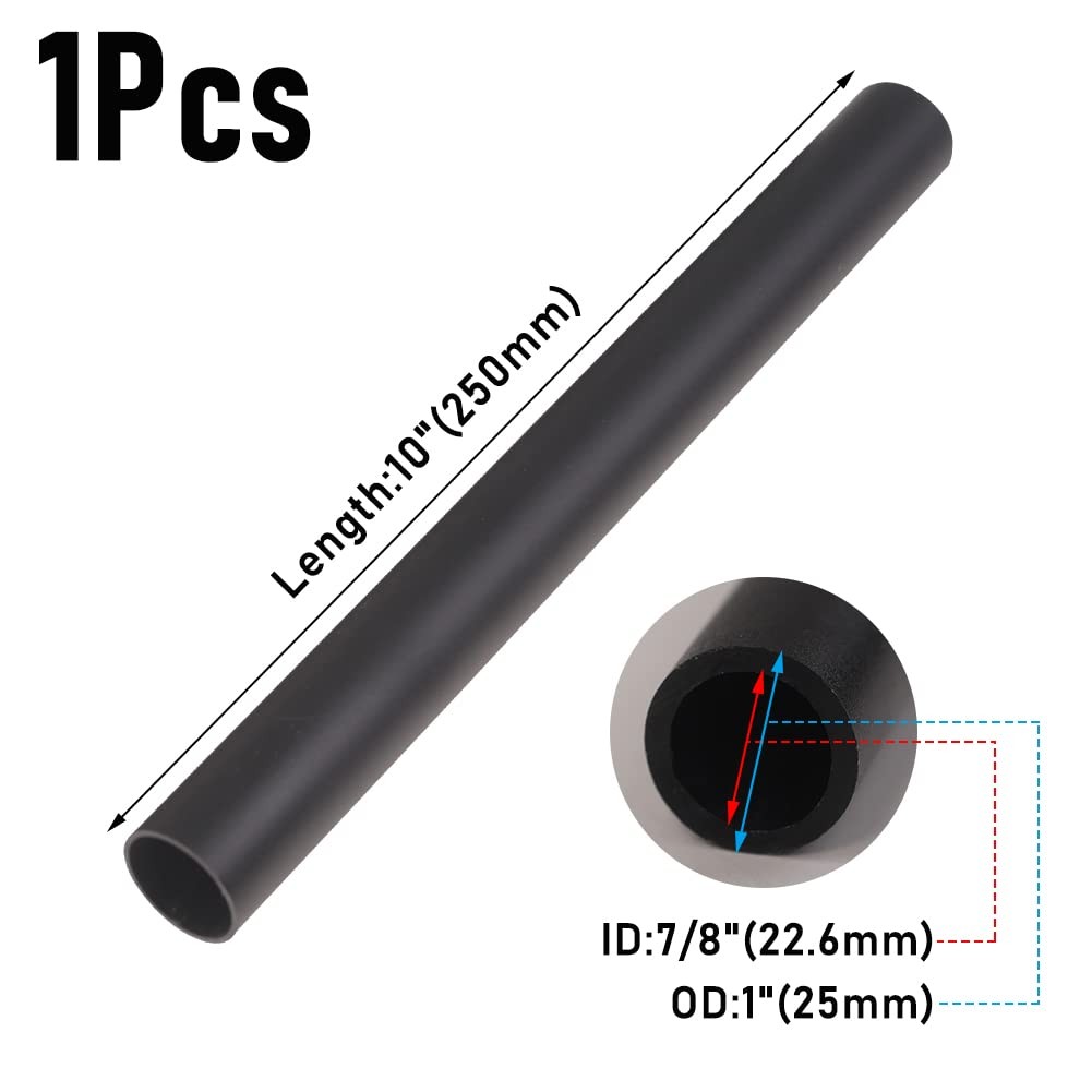 Feelers 1PCS Aluminum Tubing 1" (25mm) OD x 7/8" ID x 10" - 1PC, Black