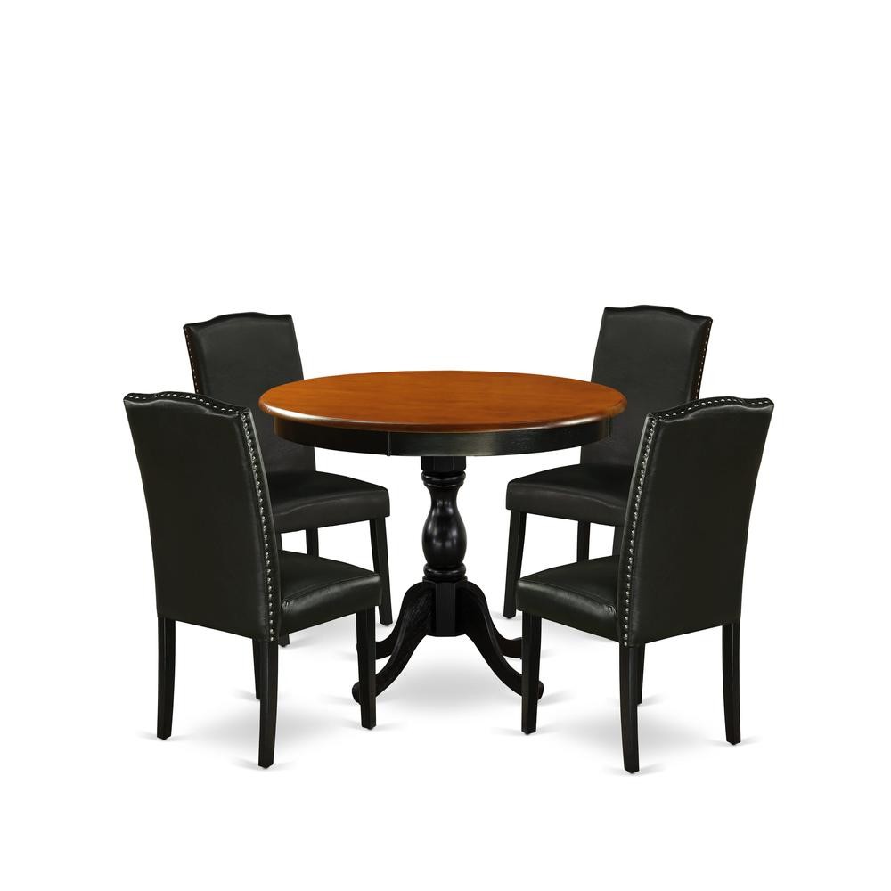 East West Furniture 5-Piece Round Table Set Contains a Wood Kitchen Table...