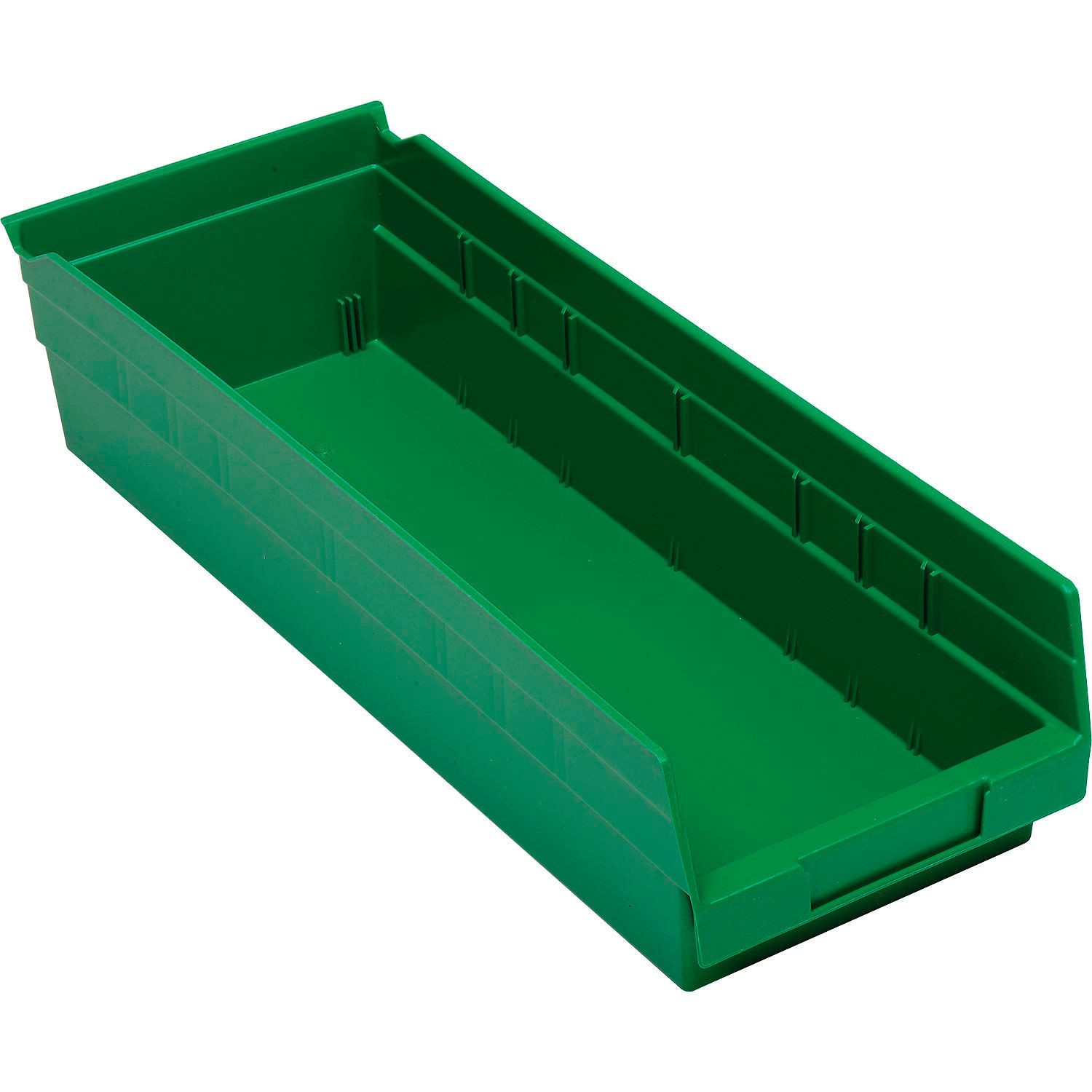 Plastic Shelf Bin Nestable 6-5/8"W x 17-7/8" D x 4"H Green Lot of 12