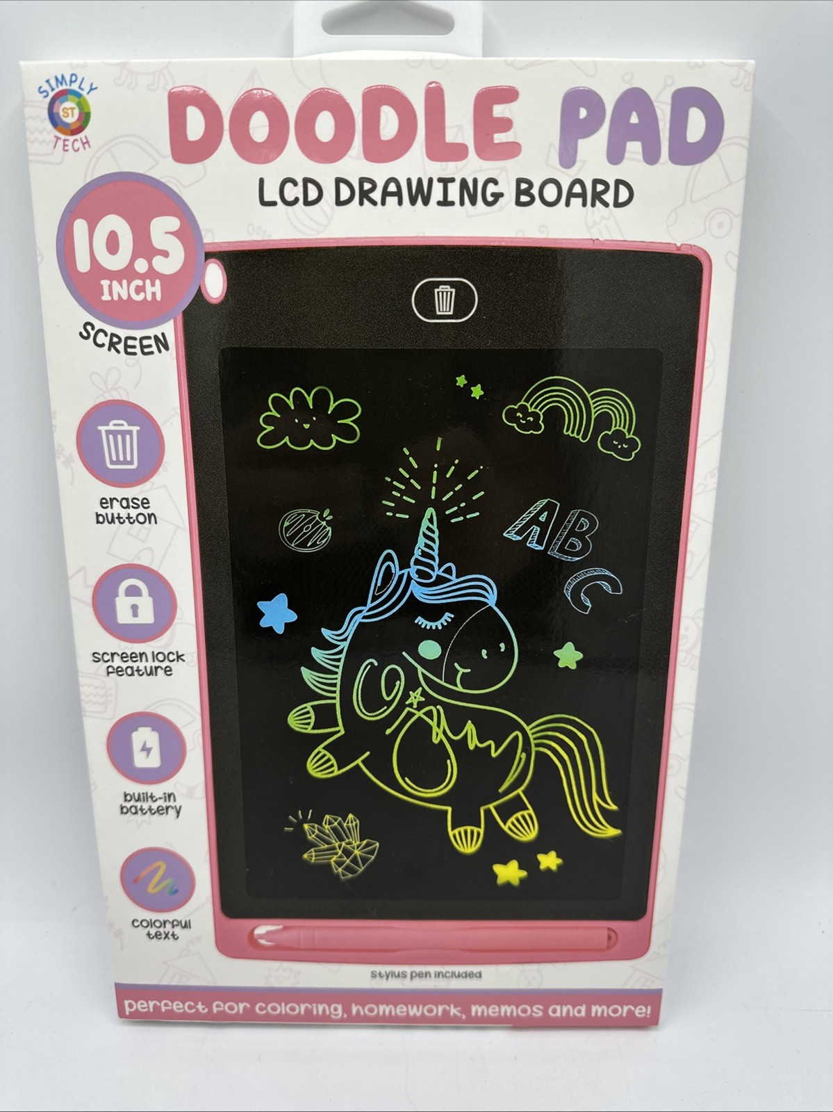 NEW Doodle Pad LCD Drawing Board w/Stylus Pen 10.5” Screen- PINK