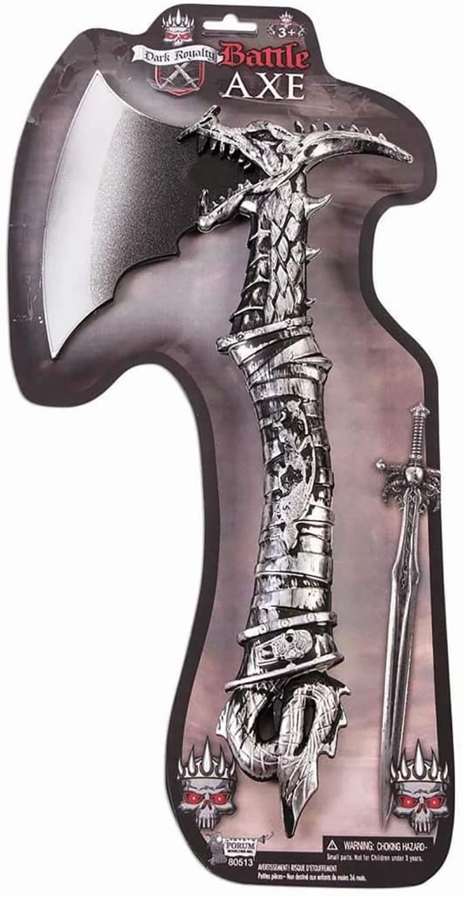 Dark Royalty Dragon Axe Plastic Costume Weapon