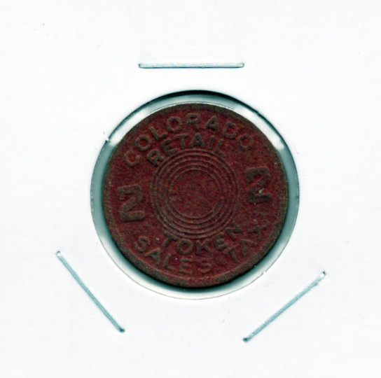 Colorado Retail Sales Tax 1942 Trade Token Coin 2 Mills Red Fiber Plastic In 2x2