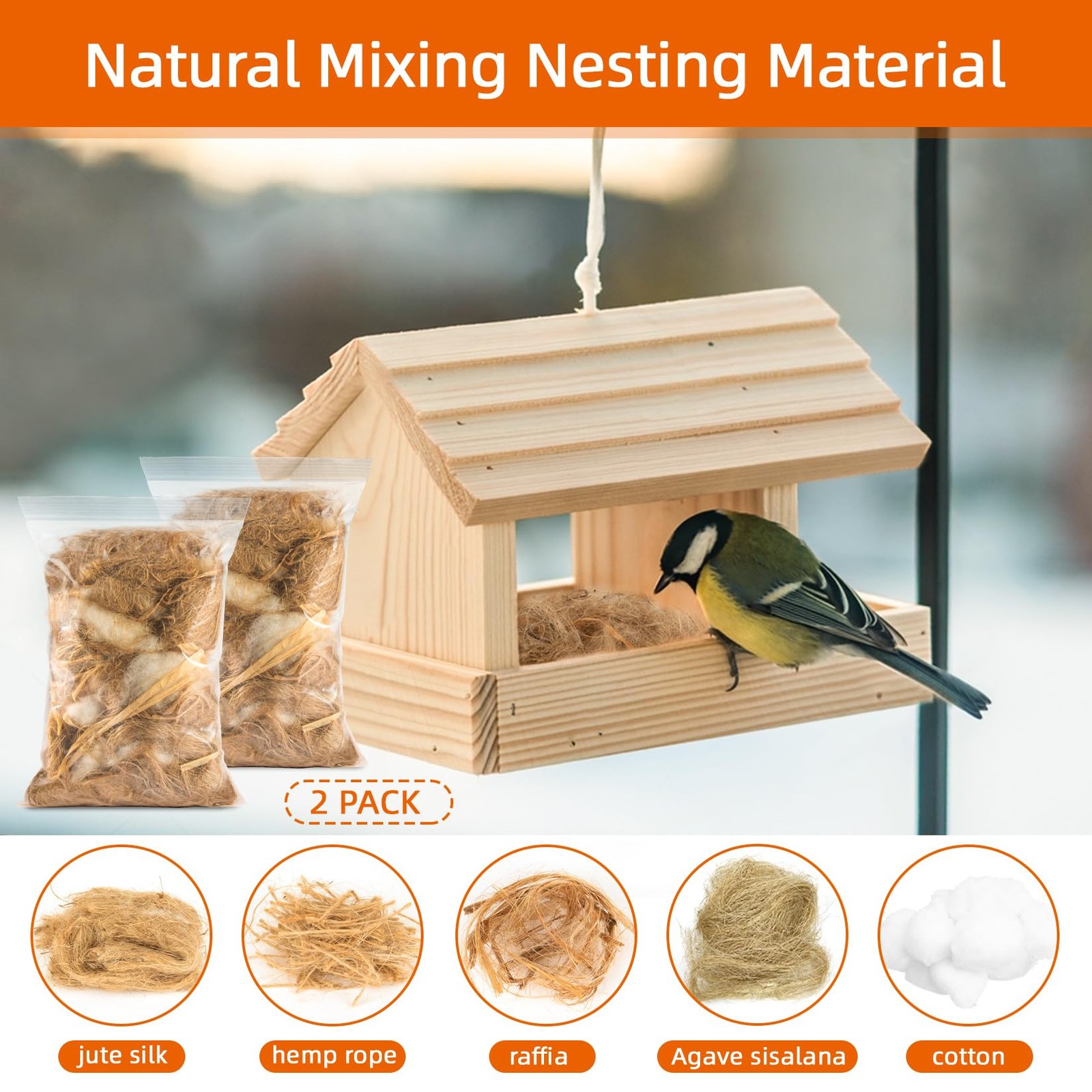 2 Pack Bird Nesting Material - Bird Nests Bedding Hummingbird Nesting Material M