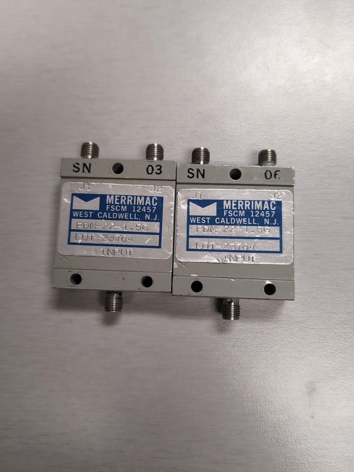 2-Merrimac PDM-22-1.5G Wilkinson Power Divider, 2-Way, 1-2 GHz, SMA. Lot Of 2