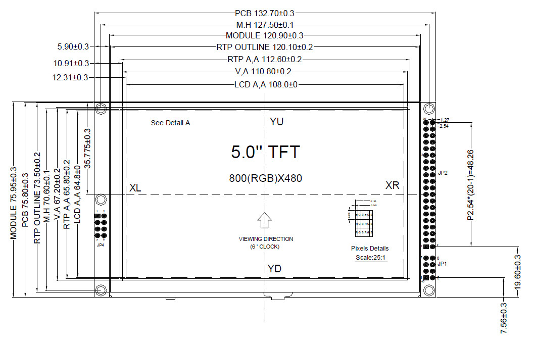 5" inch TFT LCD Module Display 800x480 w/SSD1963,Capacitive,Touch Panel,Tutorial