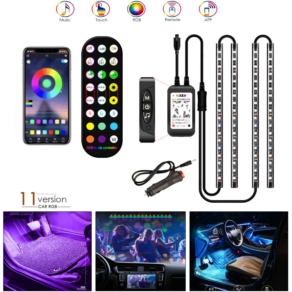 Styling Decorative Lamp LED Car Interior Light Waterproof Ambient Lamp Of Wirele