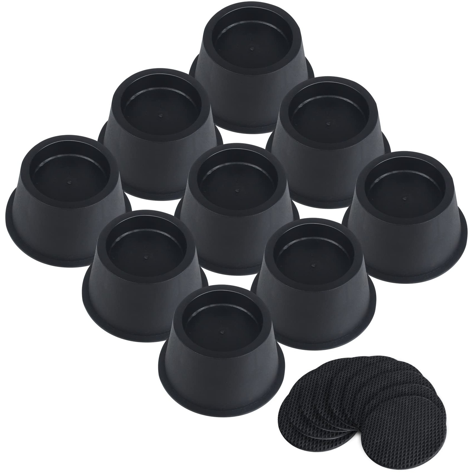 9 PCS 2 Inch Heavy Duty Bed Furniture Riser Support Up To 6600 Lbs Black