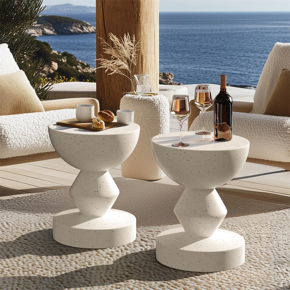 Concrete Side Table Modern End Table Compact Accent Table Indoor and Outdoor Use