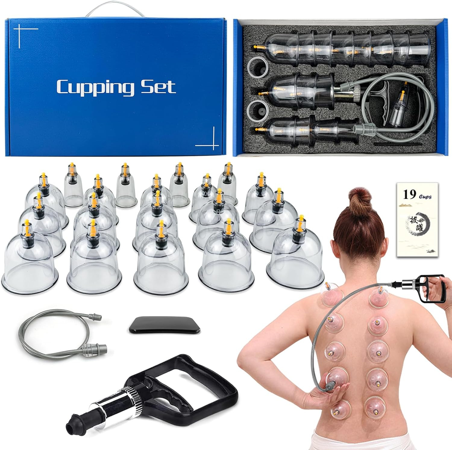 Cupping Therapy Set 19 Cups Vacuum Kit w Pump Pain Relief Massage Therapy
