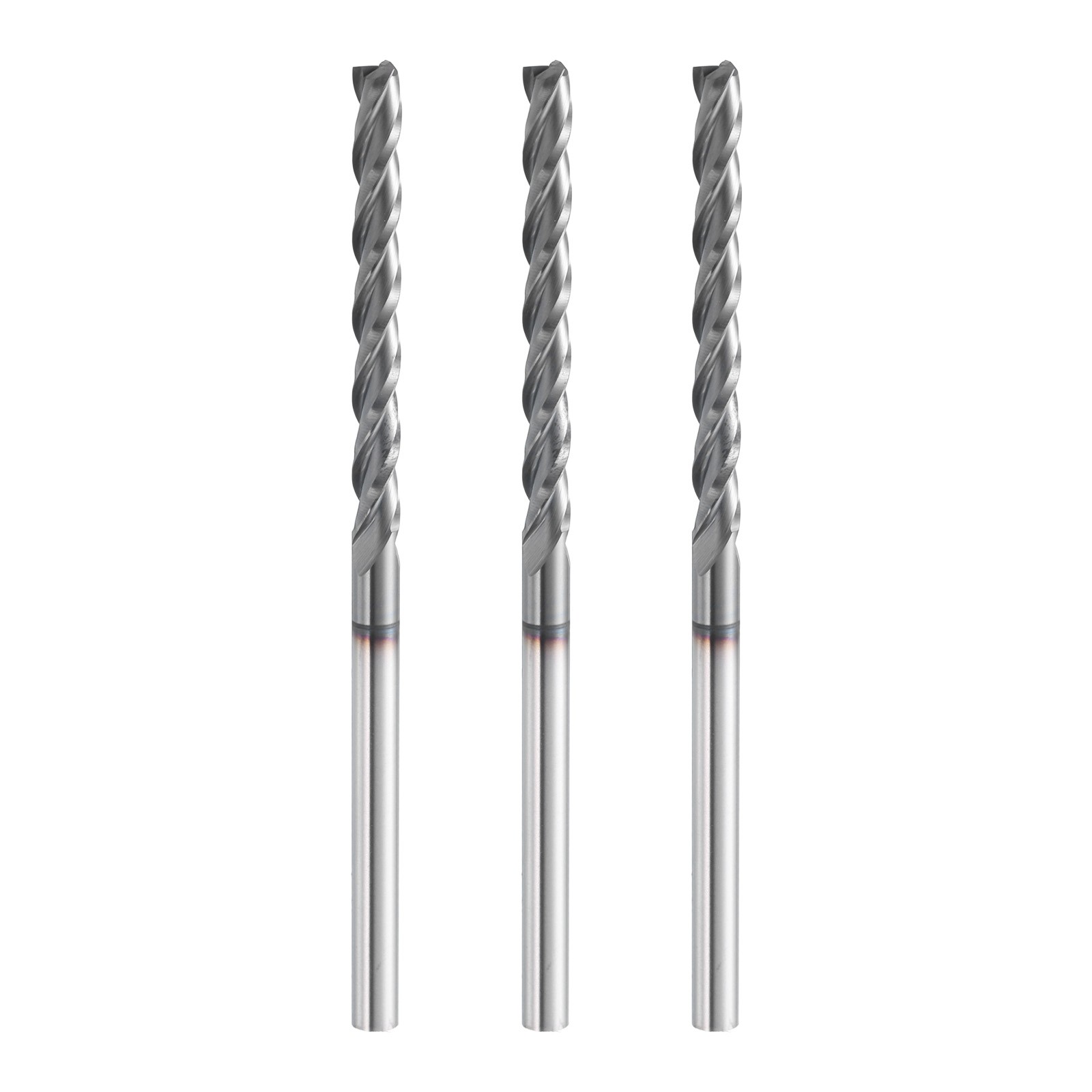3pcs Spiral Router Bit 1/8"x1-1/4"x1/8"x2-1/2" 3 Flutes AlTiN Coat CNC End Mill