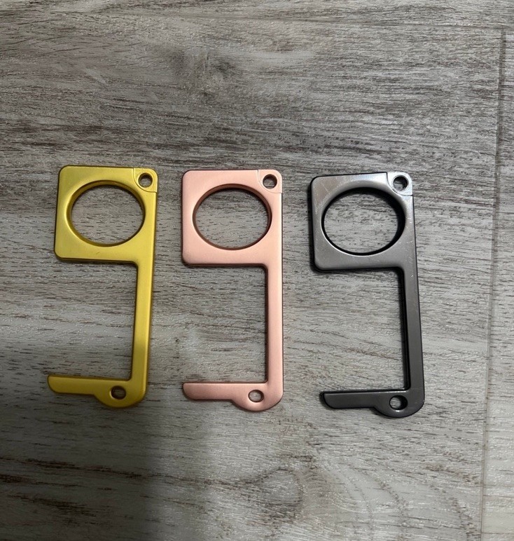 Hands-Free No-Touch Door Opener Keychain - Yellow, Rose Gold, Gunmetal