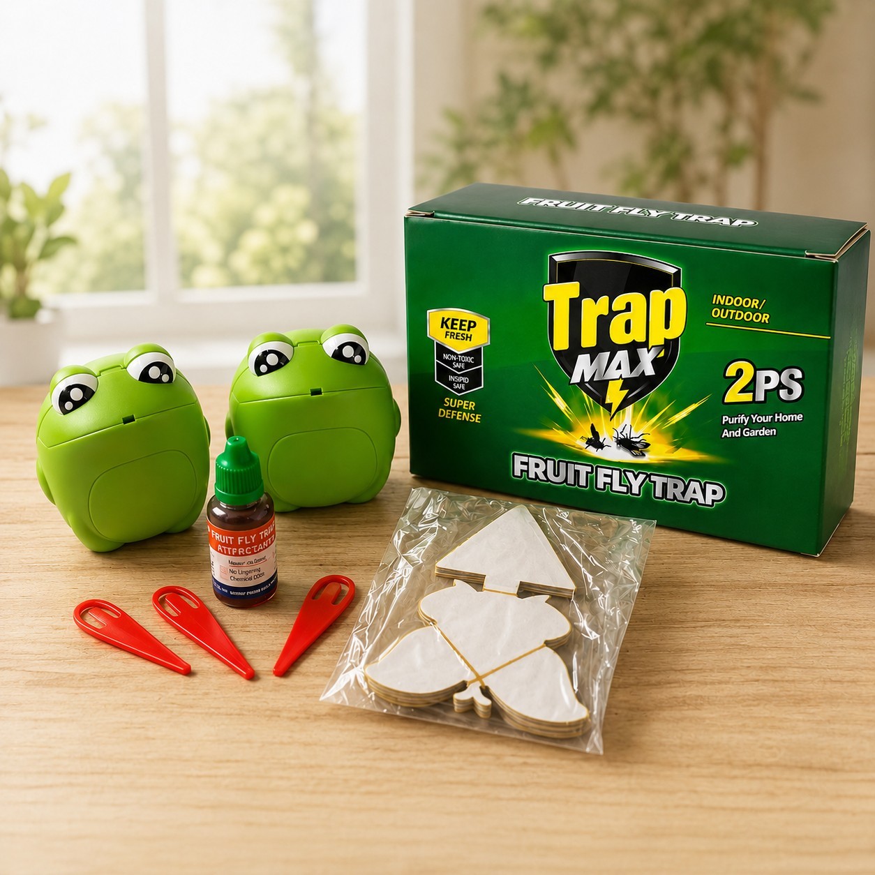 TrapMax Fruit Fly Trap 2 Pack Indoor Outdoor Reusable Fly Catcher