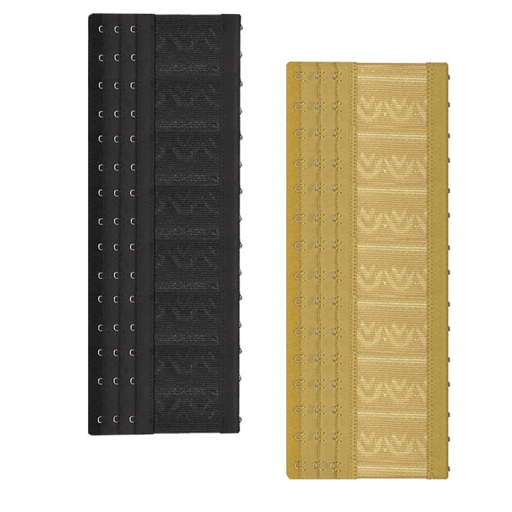 Elastic Corset Extenders 15 Hooks Pack of 2 Dark Beige&Black