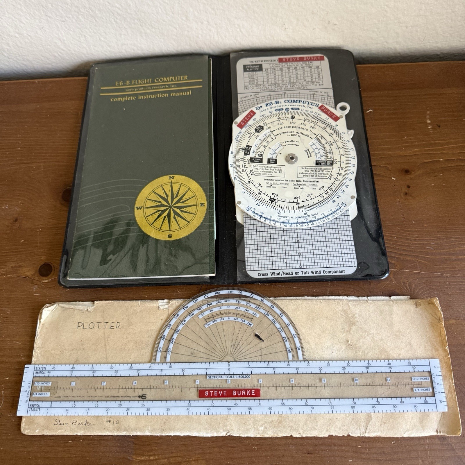 Vtg Aero Products Research E6-B Flight Computer w/Manual APR np-13 Plotter