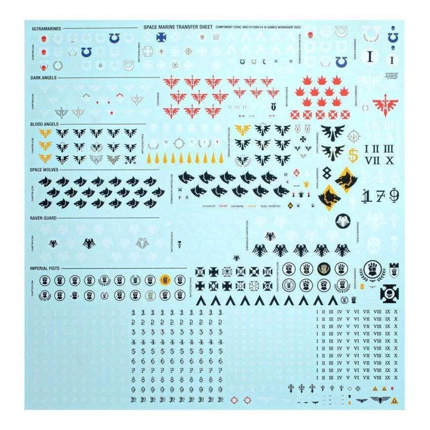 Space Marine Transfer Decals Warhammer 40k New
