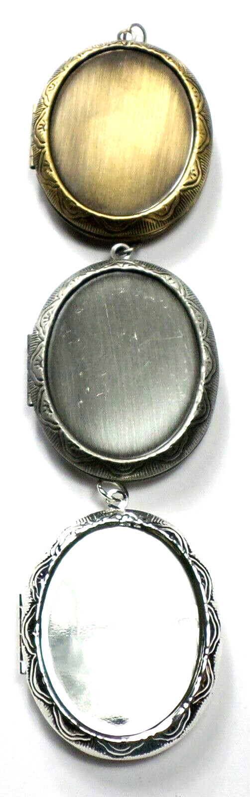 3  Colors 40x30mm Victorian Art Deco Style Etched Locket Pendant Setting 56x40mm