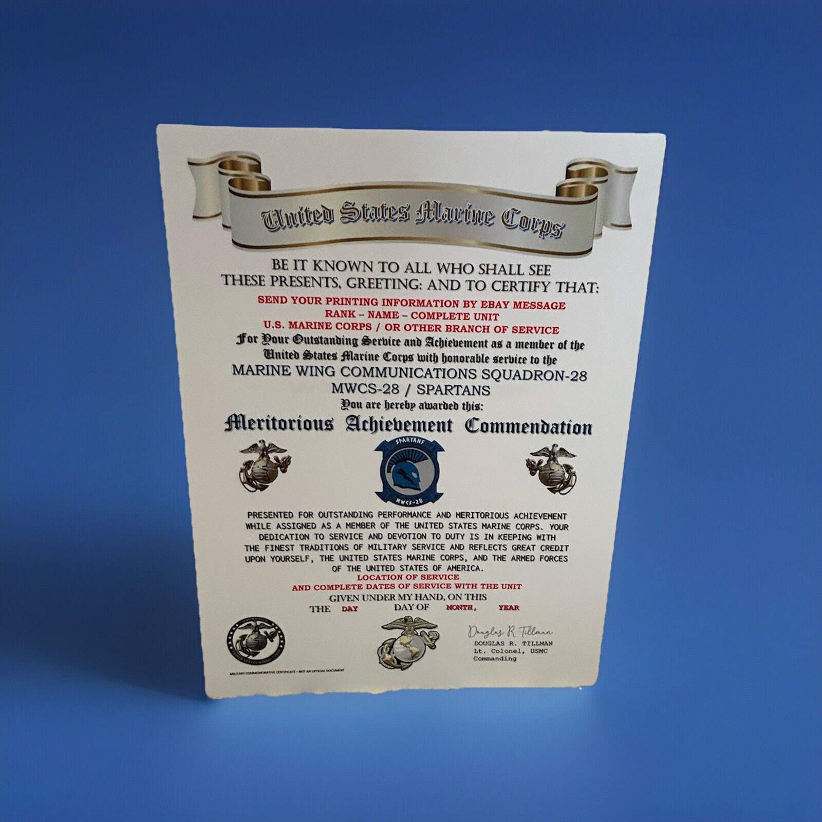 U.S.M.C. / WING COMMUNICATIONS SQDN-28 / MERITORIOUS ACHIEVEMENT COMMENDATION