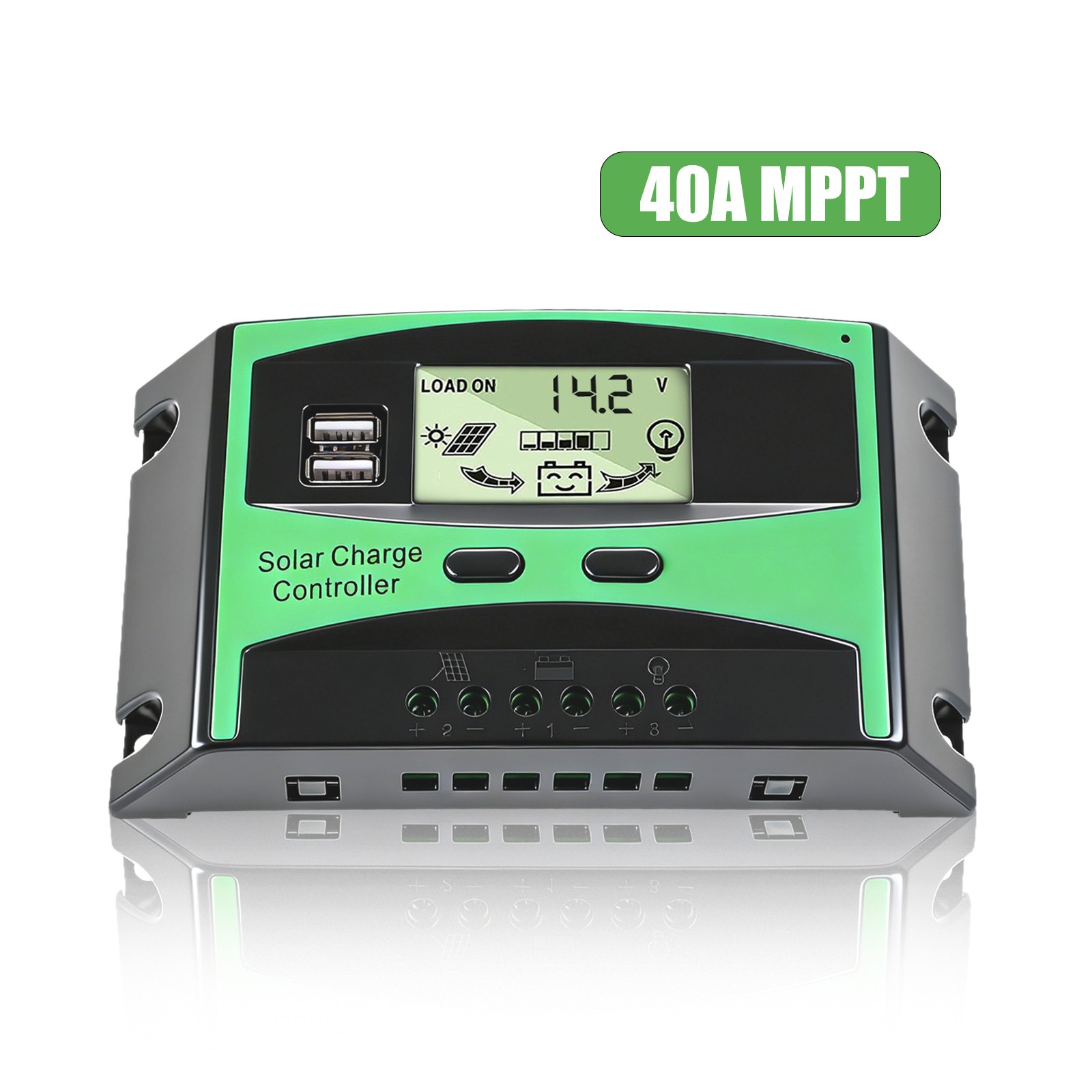 40A MPPT Solar Panel Regulator Charge Controller 12V/24V with LCD Display