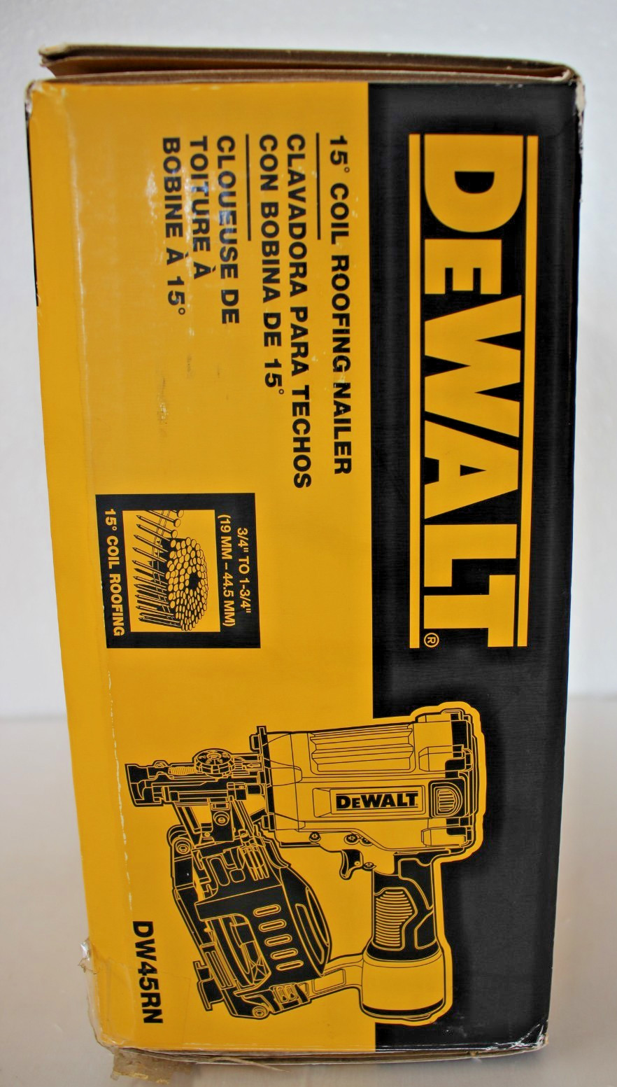 DEWALT DW45RN 15 Degree Coil Roofing Nailer - TOOL ONLY