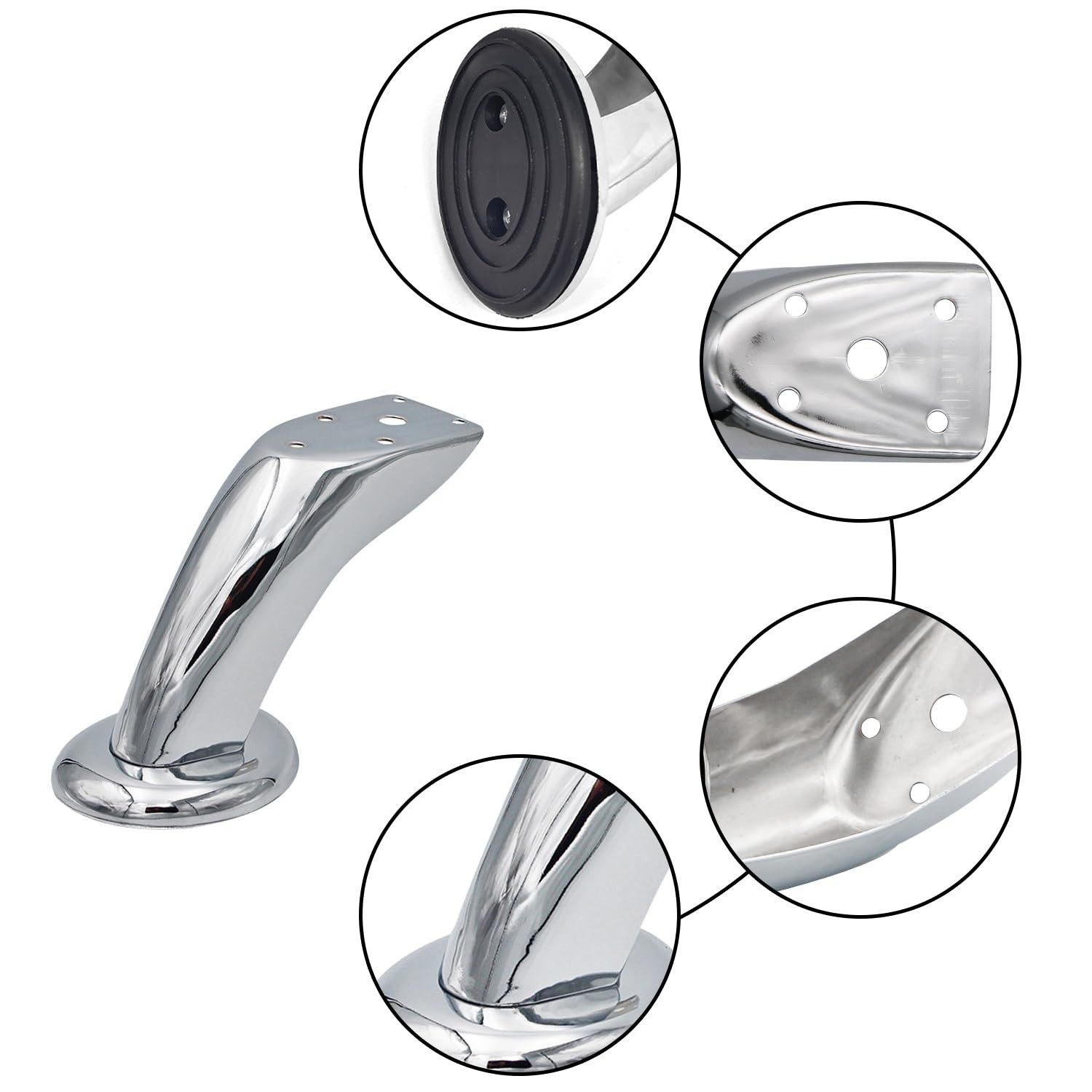 Set of 4 4.72 Inch Silvery Metal Cabinet Legs Modern Furniture Feet Replacement