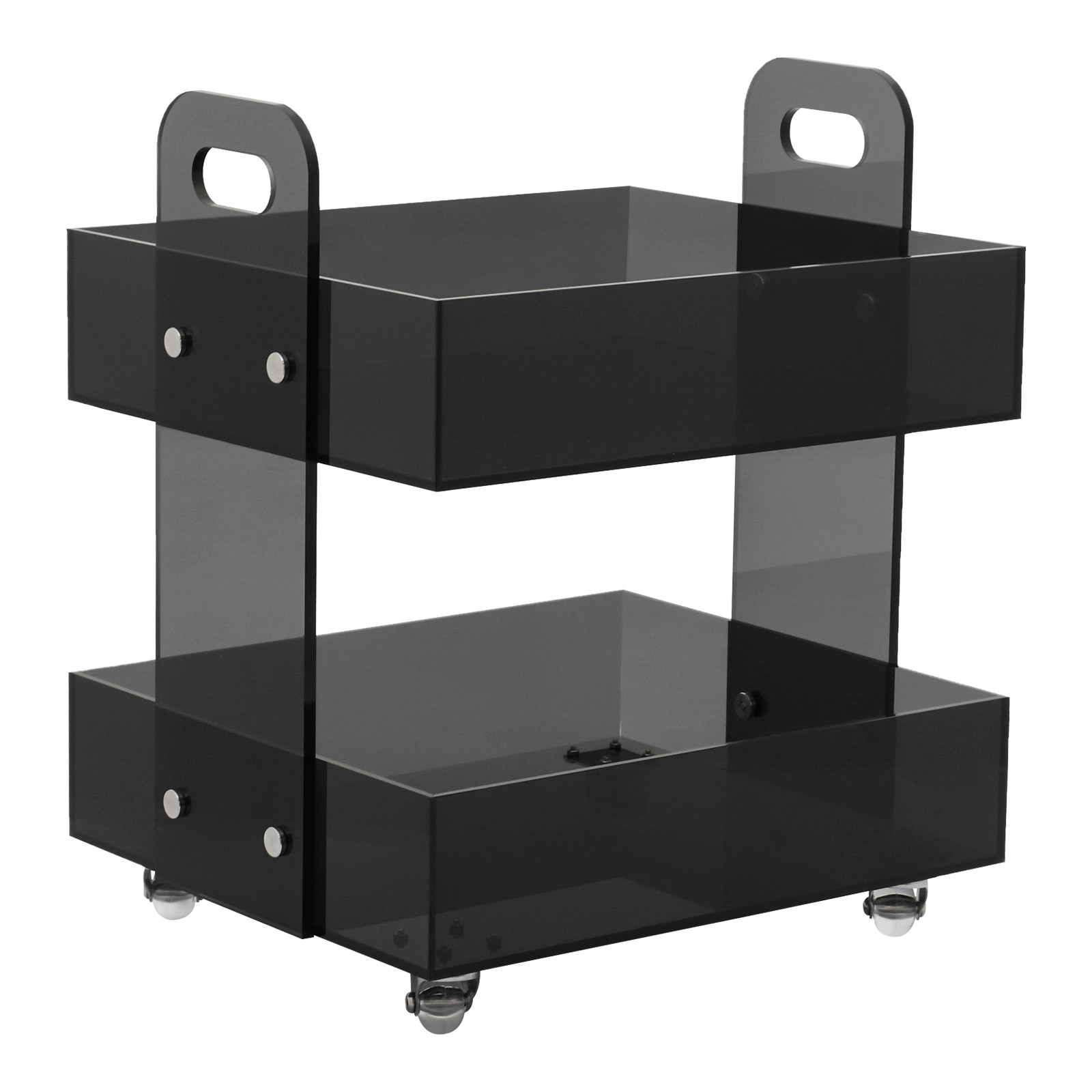 Clear Storage Side Table with 4 Wheels Acrylic Nightstand Transparent End Table