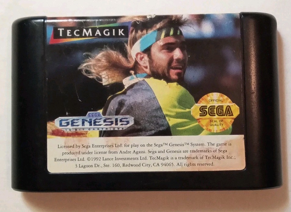 Andre Agassi Tennis (Sega Genesis, 1992) Authentic Cartridge Only FULLY TESTED!!