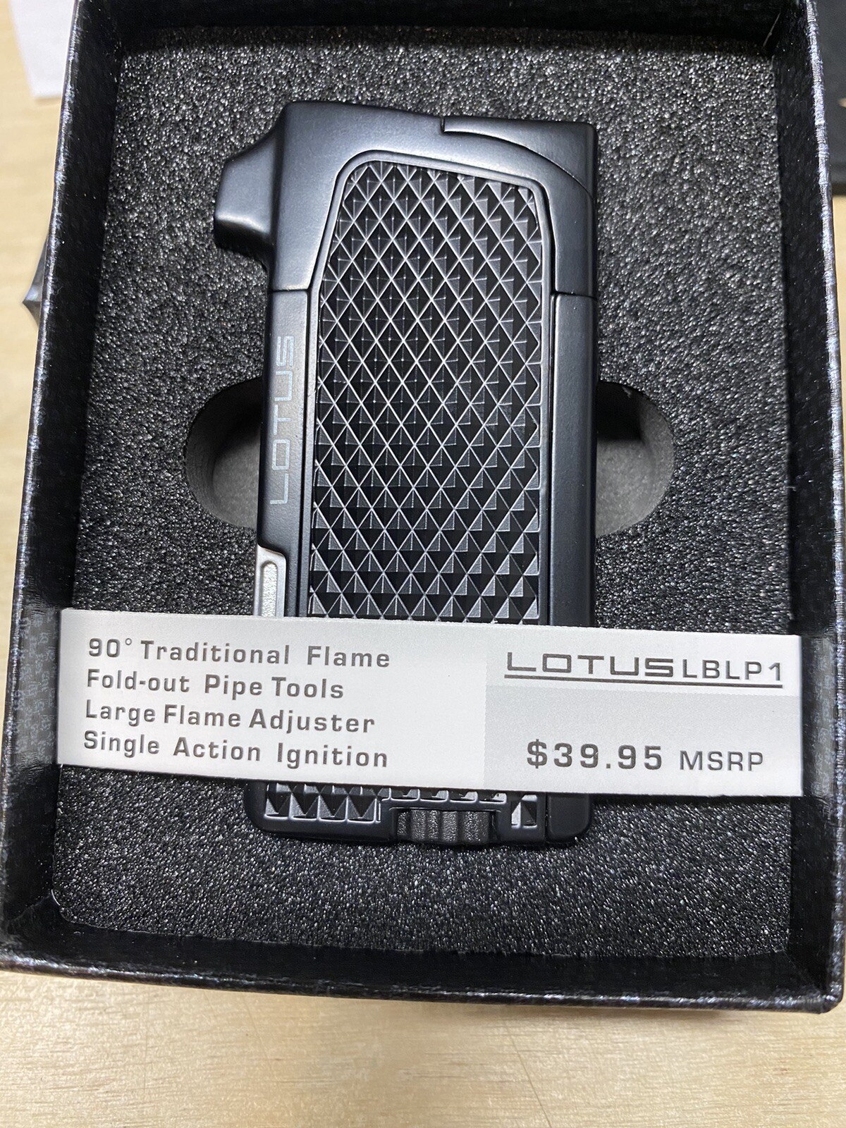 Lotus Condor Traditional Flame Pipe Lighter with Tamper & Shovel - Black - New