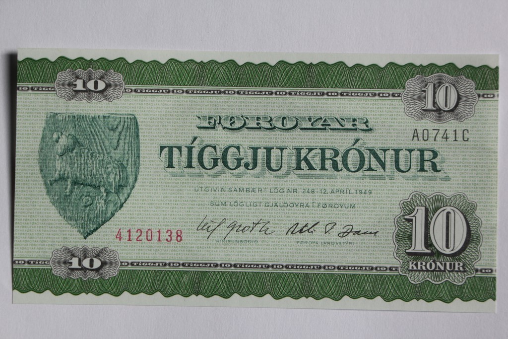 10 Kronor banknote, Faroe Islands, 1978, mint condition (67231)