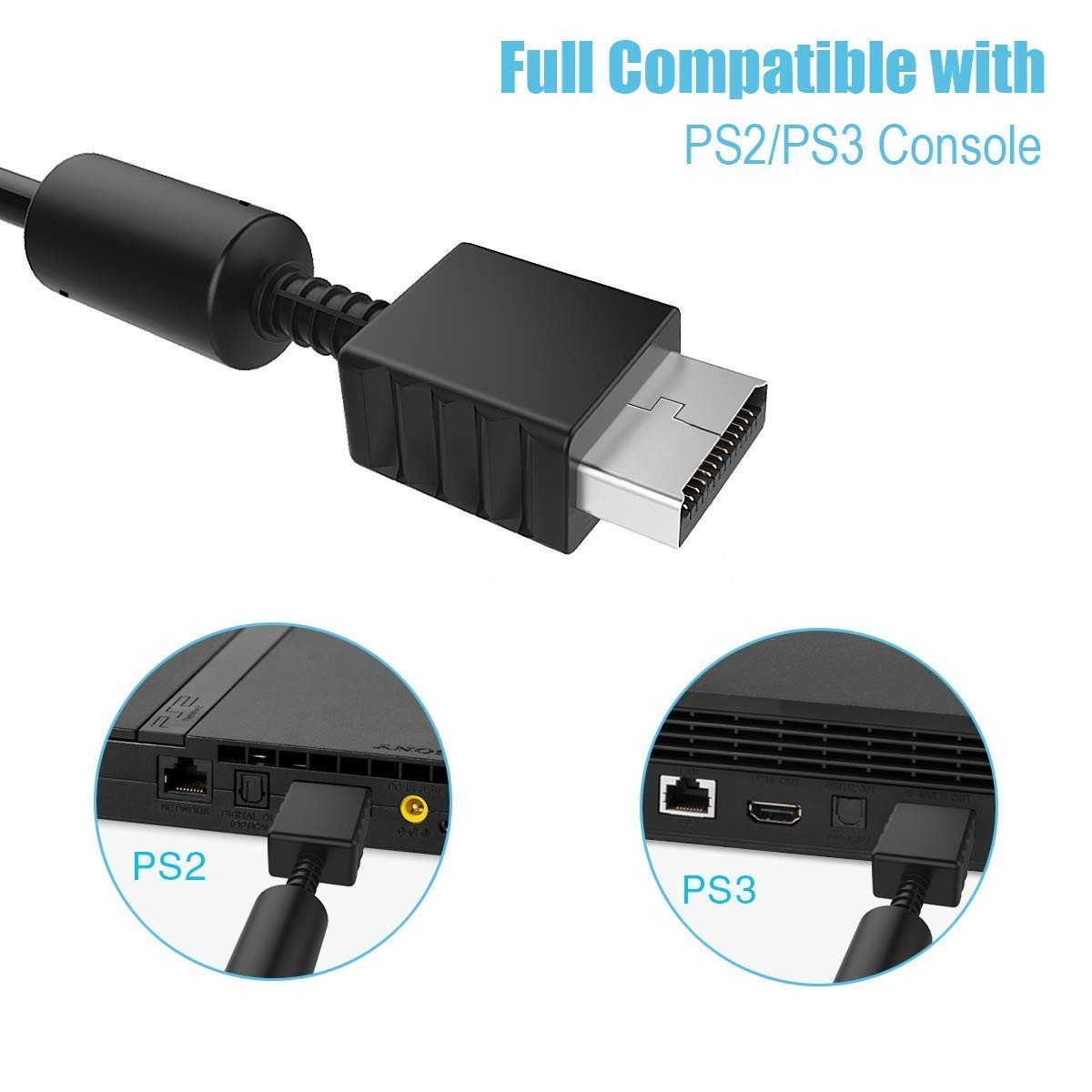 Universal 6FT RCA AV Cable - Connect Your PS1, PS2, PS3 to TV & Monitor