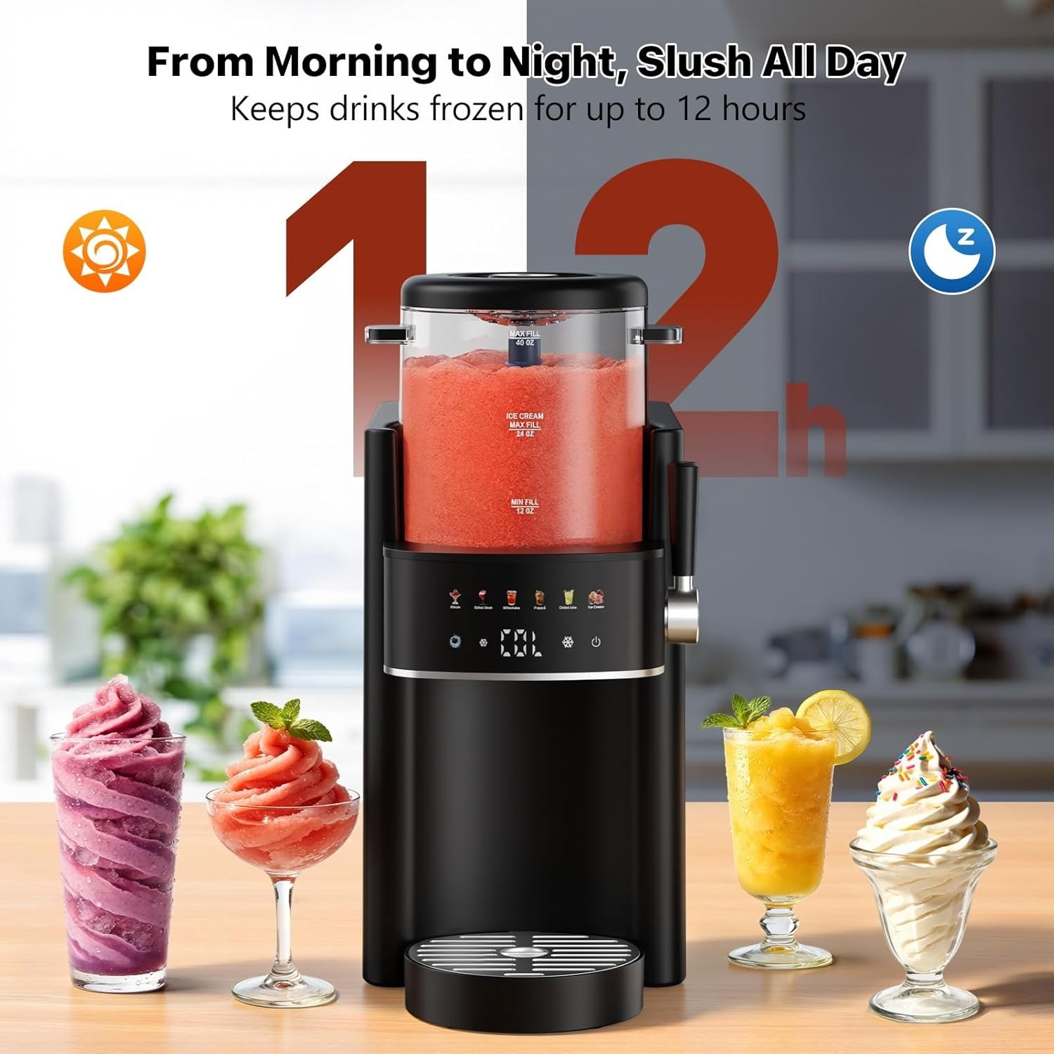 Touchpad Slushie Maker, Adjustable Temp, Easy Clean, Black