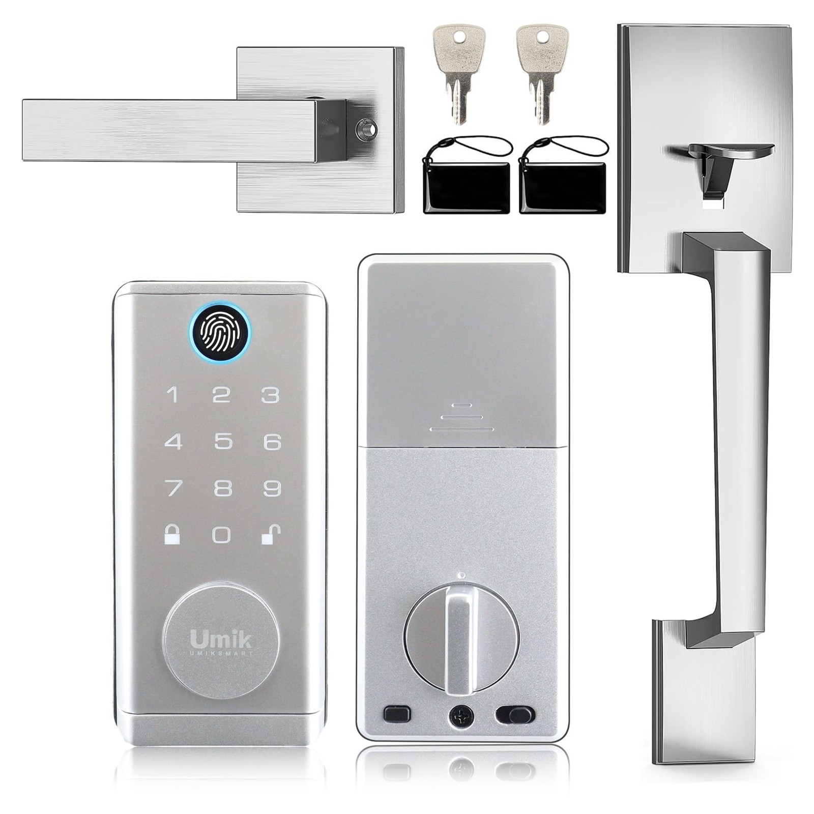 UMIKSMART Smart Door Lock with Handle 7 in 1 Keyless Entry Fingerprint Door L...