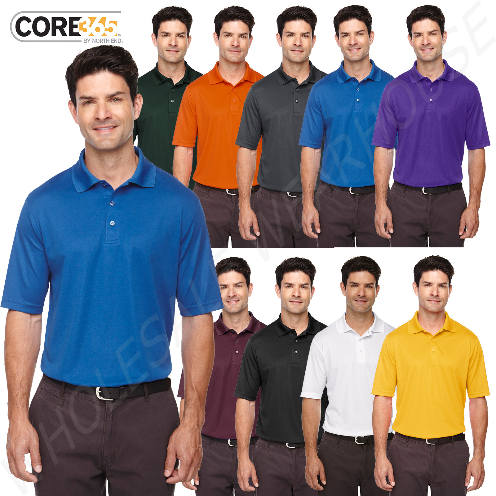 NEW Core 365 Men's 100% Polyester Performance Piqué Polo S-XL Shirt R-88181