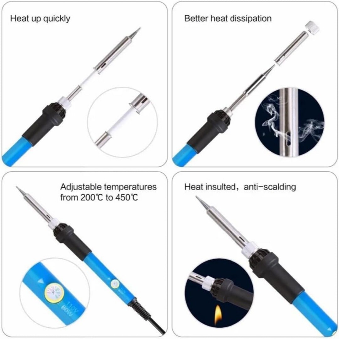 Soldering Iron Kit 60W Adjustable Temperature Soldering Iron