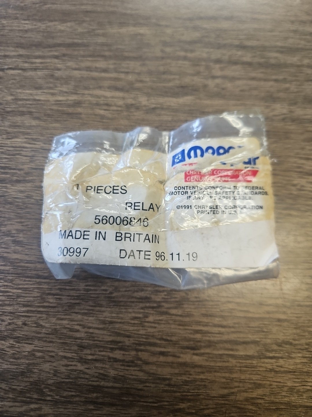 Mopar 56006846 Relay for Fog Lamp & Headlamp OEM NOS 1994-96 Jeep Wrangler