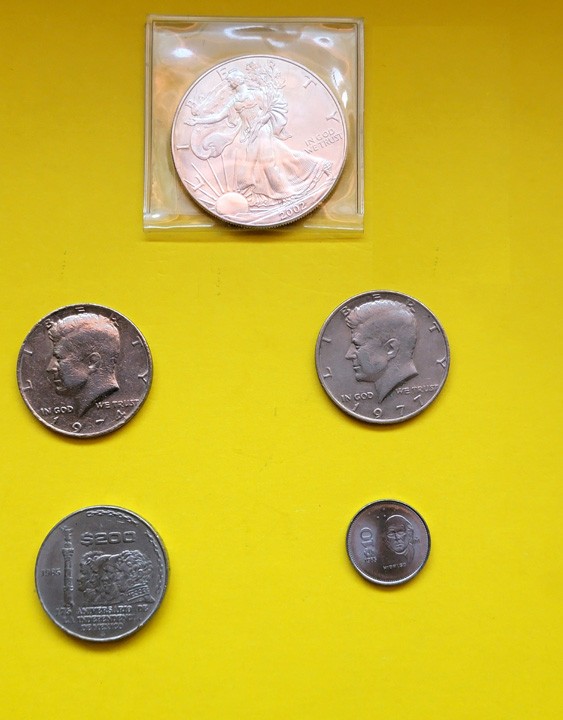 6 Variuos Coins Including $1 LIberty Eage Silver Dollar