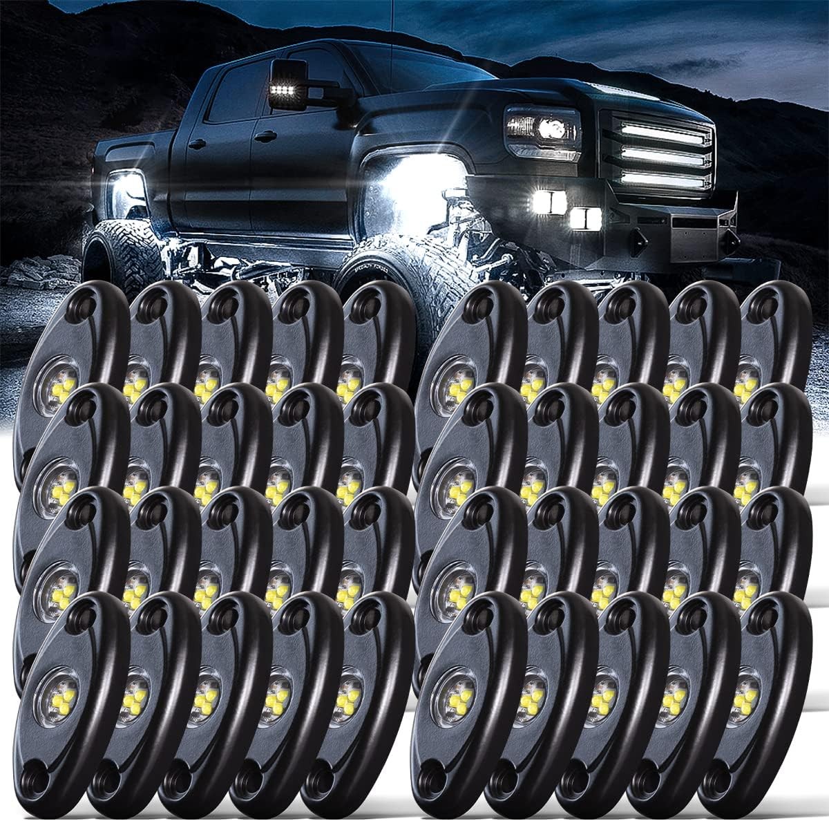 R1 Pure White Rock Lights 40PCS High Power