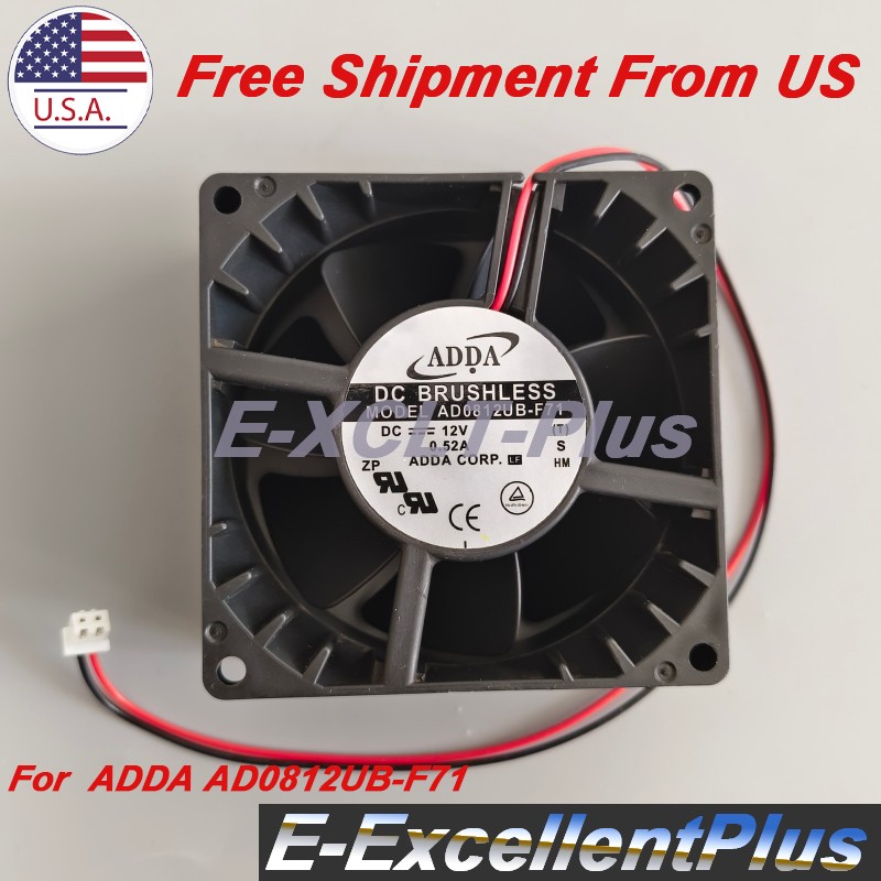 New For ADDA AD0812UB-F71  Inverter Case Cooling Fan 8CM 8038 12VDC 0.52A 2Pins